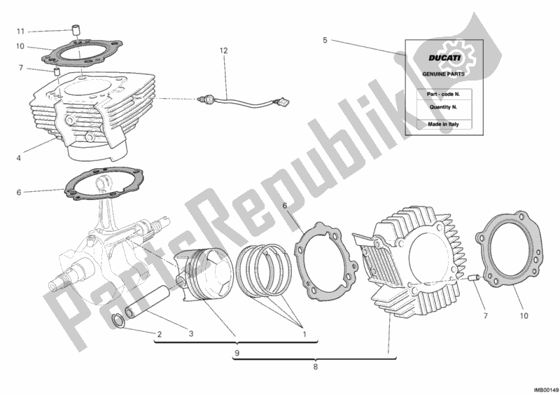 All parts for the Cylinder - Piston of the Ducati Monster 796 ABS 2011